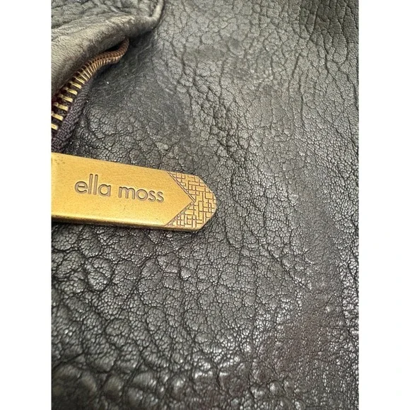 Ella Moss Black Leather Bucket Bag Hobo Purse Tassel Drawstring Shoulder Bag - Picture 3 of 10